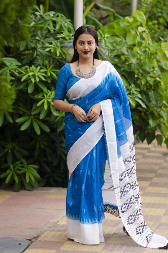 MG154 Plain Linen Printed Daily Wear Sarees Catalog